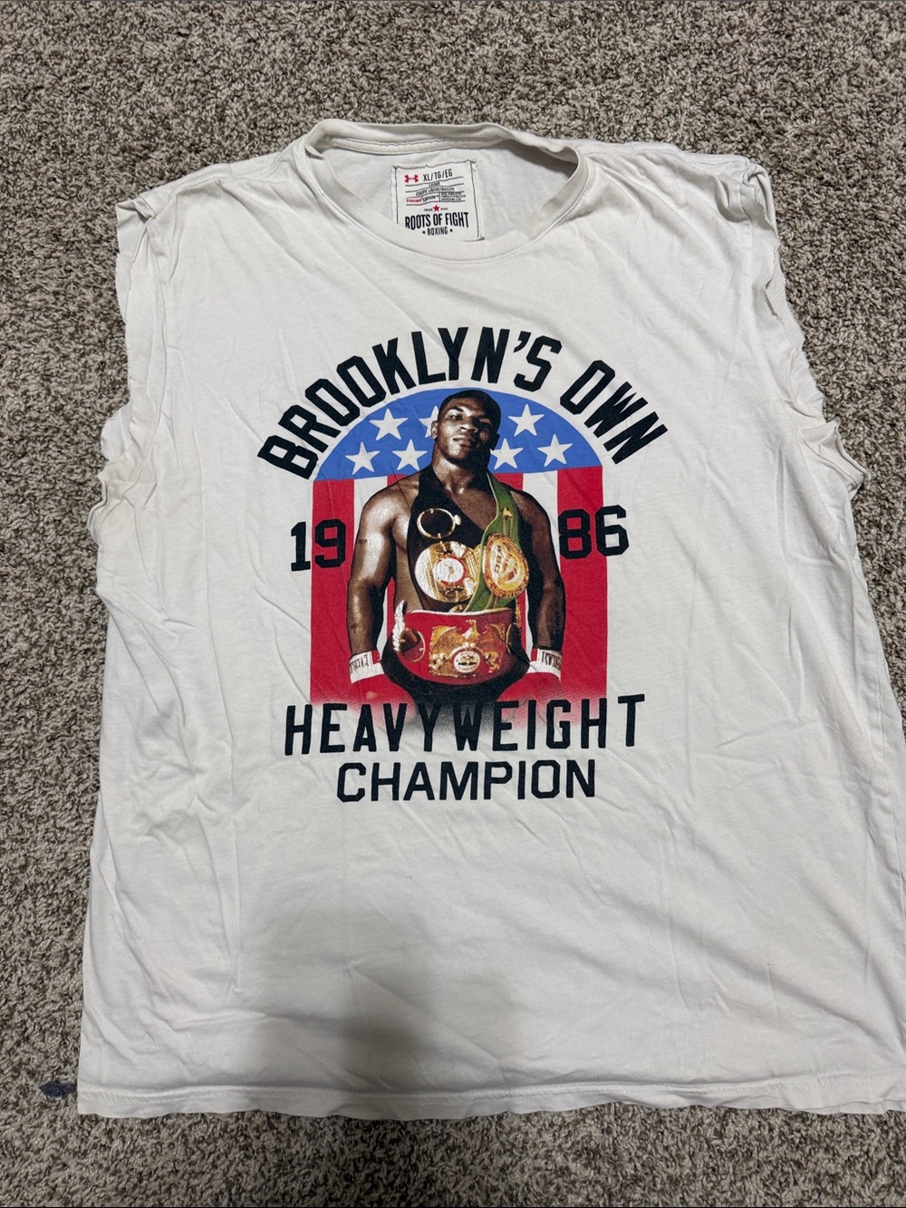 Under Armour White Sleeveless 'Brooklyn's Own' Heavyweight Champion Graphic Tee